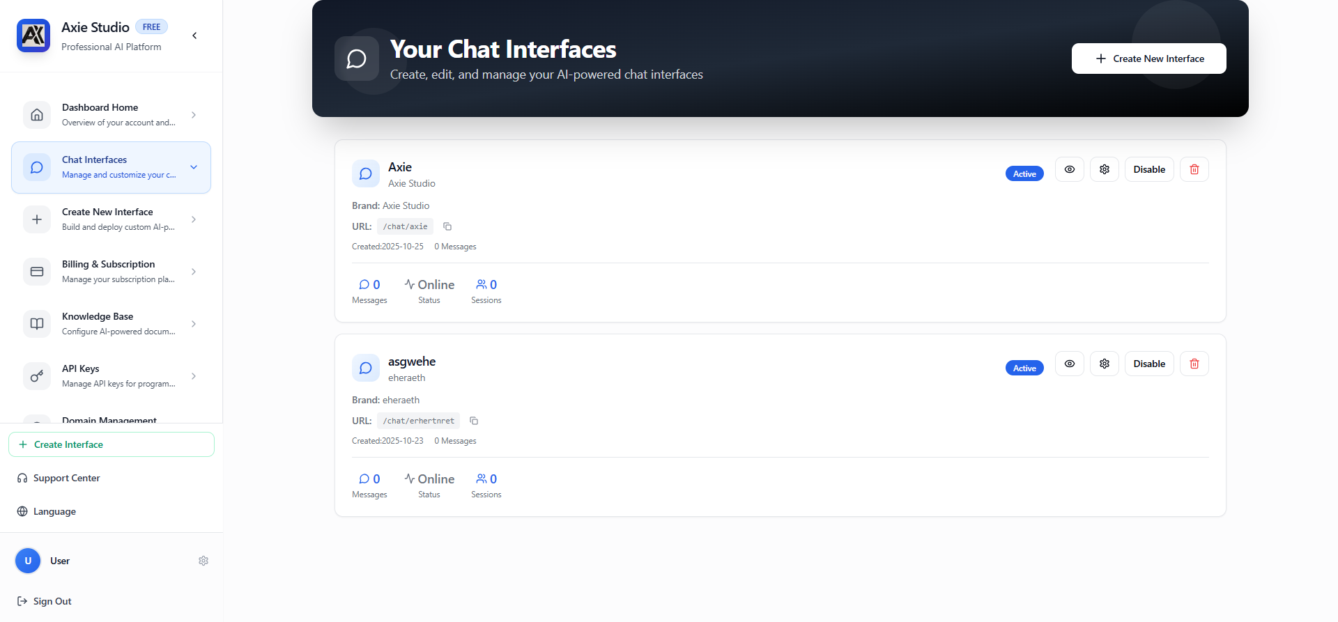 Chat Interfaces Page