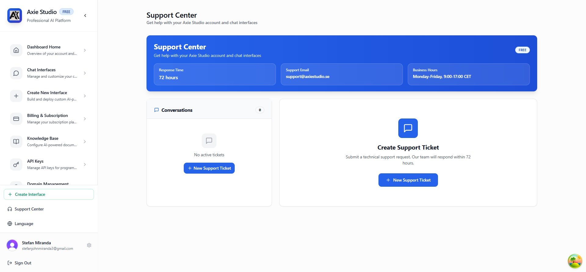 Create Support Ticket